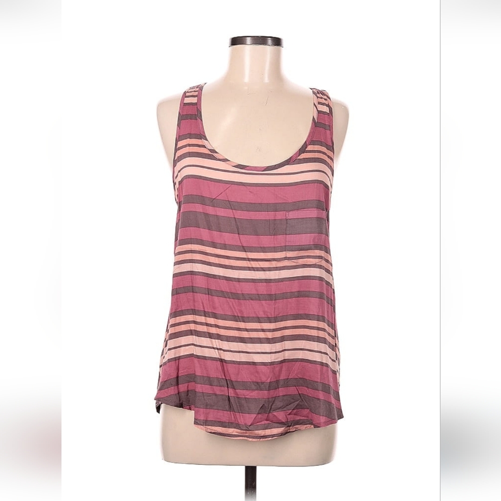 LC Lauren Conrad Red and Brown Asymmetrical Sleeveless Tank